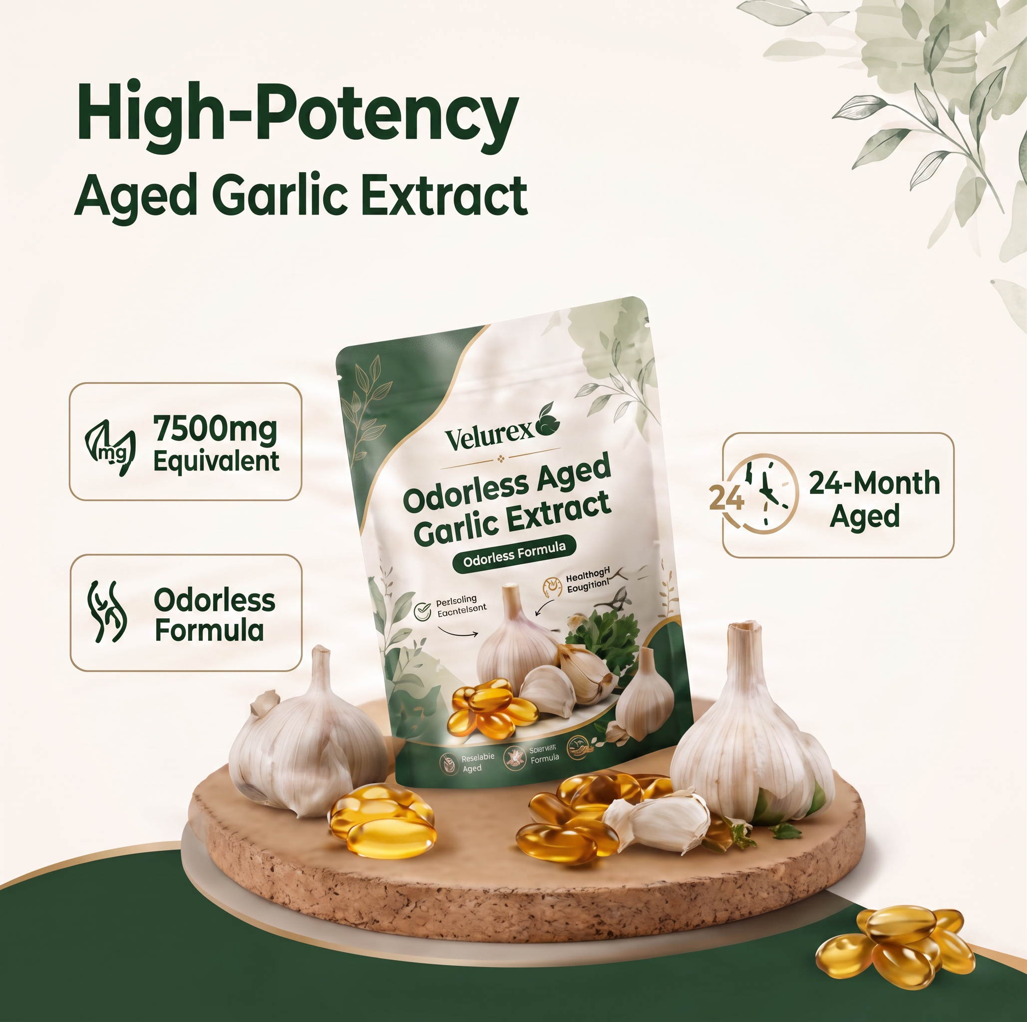 Aged Garlic Extract 7500mg – Odorless Circulation Support